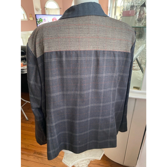 Claire France patchwork sport lightweight open blazer women Sz 24 brown grey - Picture 5 of 10